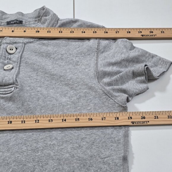 Abercrombie & Fitch T Shirt Mens M Gray Polo Distressed Muscle SS Button Preppy - Picture 5 of 14